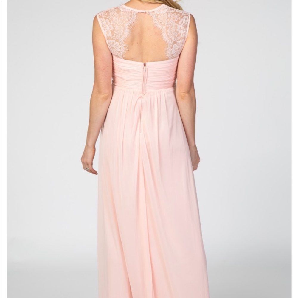 Light Pink Lace Accent Chiffon Maternity Gown - Picture 2 of 4